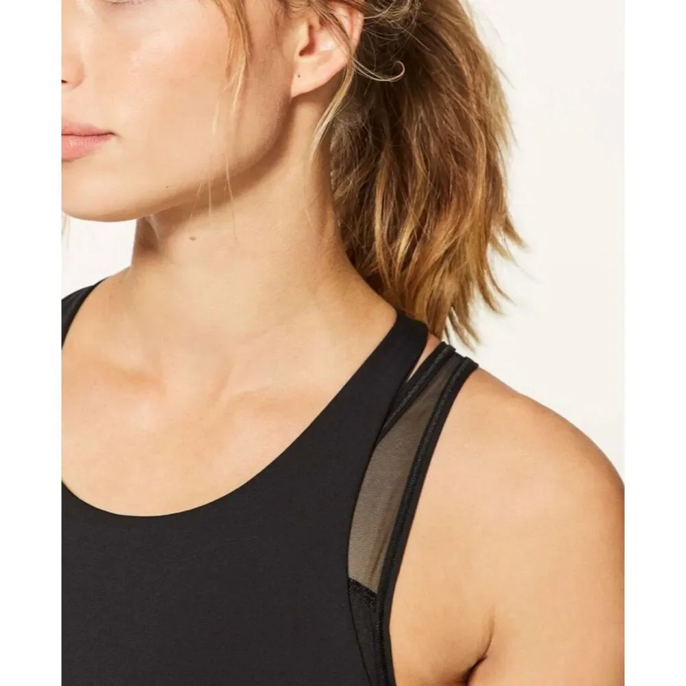 Lululemon Break Free Tank Size 6 Nulux Medium Support Black Activewear